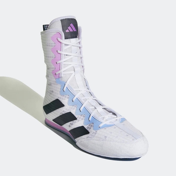ADIDAS Box Hog 4 Boxing Boots White Grey Lilac Mens 9.5 - Picture 1 of 16